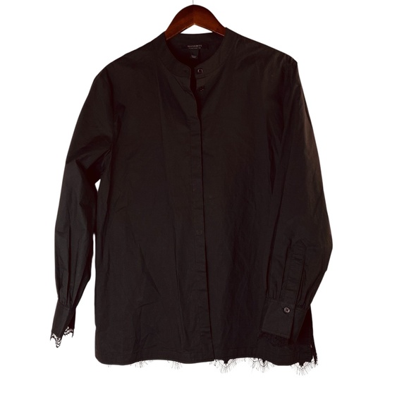 ALLSAINTS Ethel Cotton Blouse in Black Size 6 - Picture 2 of 11
